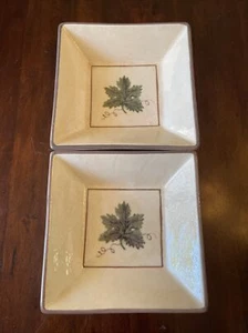 Williams Sonoma Italian Pottery Bowl Set 2 Italy Grape Leaf Ceramiche Arianna - Picture 1 of 3