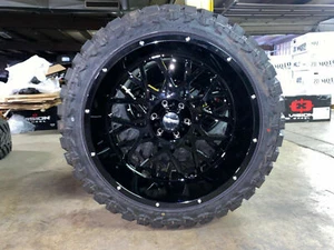 22x12 Vision Rocker Black Wheels 33" Atturo MT Tires 8x6.5 Dodge Ram 2500 3500 - Picture 1 of 3