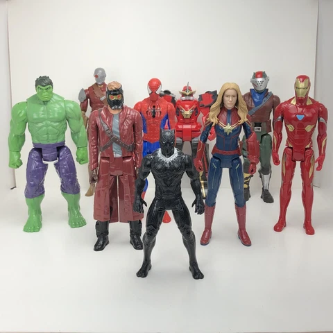 Hasbro Marvel Mixed Series 12" Action Figure Lot Hulk Iron Man 9" Black Panther Cover