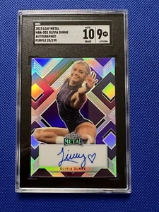 2023 Leaf Metal Olivia Dunne PURPLE Auto SGC Mint 9 Auto 10 #d 25 /199!! LSU - Picture 1 of 2