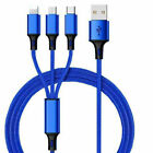 SPLIT Cable Charger 3in1 Universal Cell Phone Charger Multi Function Cord- BLUE