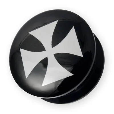 Acryl Flesh Plug Ohr Tunnel Eisernes Kreuz Piercing Schmuck Ohr Dehner Expander - Bild 1 von 4