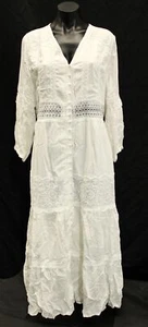 Chicwish Women's Button Down Crochet Embroidered Boho Maxi Dress BL1 White Large - Picture 1 of 4