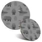 Mouse Mat & Coaster Set - BW - Hippopotamus Print Hippo  #36720