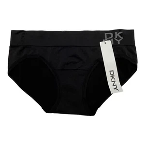 DKNY Energy Seamless Bikini Panties Wide Logo Band Full Coverage Black Small - Picture 1 of 8
