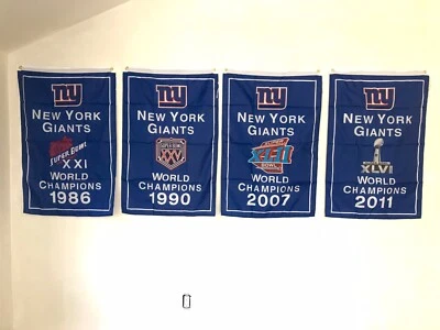 New York Giants NFL Super Bowl Champions 4 pancartas/banderas 2’ x 3’ Foto 1 de 4