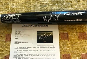Bate de béisbol negro Miguel Cabrera autógrafo firmado por los Rawlings carta completa de la corte - Imagen 1 de 5