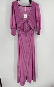 Free People Maxi Dress String Of Hearts Cutout Women Size Small Pink Boho New - Picture 1 of 15
