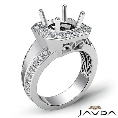 Halo Pave Set Round Semi Mount Diamond Engagement Ring 14k White Gold 0.66Ctw - Image 1 of 4