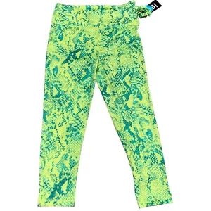 Ideology Girls M Athletic Leggings W Hair Tight Crop Length Lime Green - Picture 1 of 3
