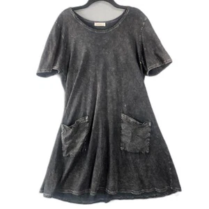 Jess & Jane L Dress Lagenlook Boho Grunge Pockets T-Shirt Dress Knee Legnth - Picture 1 of 6