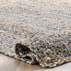 Rectangle Denim & Jute Mix Runner Area Rug Handmade Carpet Braided Modern Rug - Picture 1 of 6
