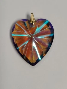 Iridescent Amber Crystal / Glass Heart Pendant - Picture 1 of 5