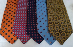 Lot of 5 Brooks Brothers Makers Men's 100% Silk Geometric Tie Ties Italy USA - Picture 1 of 12