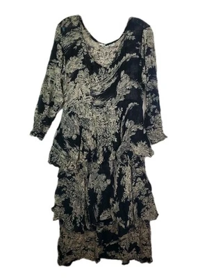 Vtg 90s New Options Kate Geddes Sheer Top Floral Tiered Midi Dress Sz Medium - Image 1 of 4