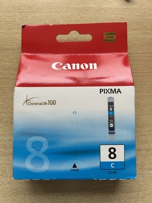 UNOPENED GENUINE AUTHENTIC CANON 8 CYAN INK CARTRIDGE CLI-8C - Image 1 of 3