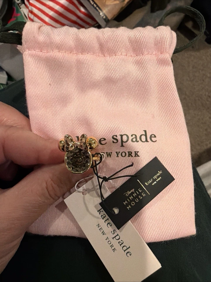 Anillo Kate Spade New York Minnie Mouse Cristal Tono Dorado Talla 6 Nuevo con Etiquetas Foto 1 de 1