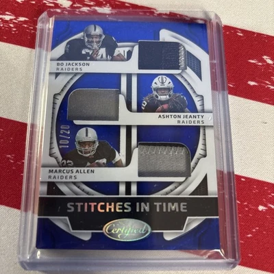 Parche triple puntadas a tiempo Jackson, Jeanty, Allen 2025 certificado Panini/20 Foto 1 de 4