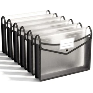 6 Pack Plastic Expanding File Folder, Folders for Documents with Snap Closure... - Picture 1 of 6