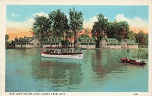 INDIAN LAKE OH BEATLEY'S ON THE LAKE 1930s VINTAGE LINEN POSTCARD 092425 U - Picture 1 of 2