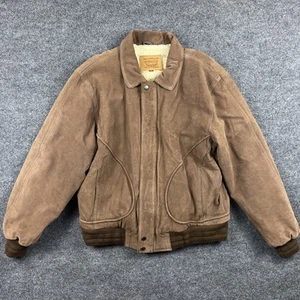 Levis Jacket Mens 42 L Brown Faux Suede Sherpa Lined Trucker Jacket Heavyweight - Picture 1 of 11