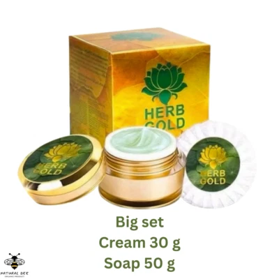 Big Set of Herb Gold Cream Natural All in One Anti Aging Acne Freckles +Soap - Image 1 of 4