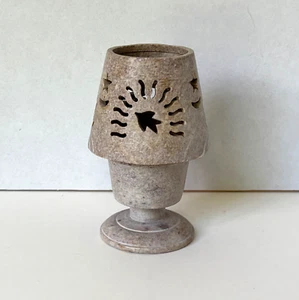 Handgeschnitzter Teelicht-Votivkerzenhalter aus Speckstein 2 Stück Sterne Mond Astronomie 5 Zoll - Bild 1 von 10