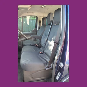 Ford e-TRANSIT Van 2022+ Tailored Waterproof Front 3 NO TRAY Black Seat Covers - Picture 1 of 2