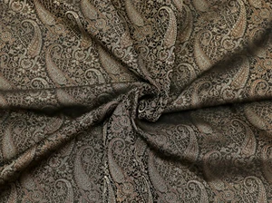 Ethnic Black Jacquard Brocade Silk Fabric Craft Sewing Wedding Dress By The Yard - Picture 1 of 7