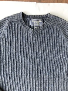 Suéter de Colección ABERCROMBIE & FITCH Hecho en Australia Lana Algodón Cuello en V Azul GRANDE - Imagen 1 de 9