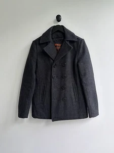 Vintage Schott Heavy Gray Wool Coat Jacket Size S Mens - Picture 1 of 10