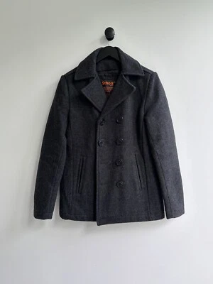 Vintage Schott Heavy Gray Wool Coat Jacket Size S Mens - Image 1 of 4
