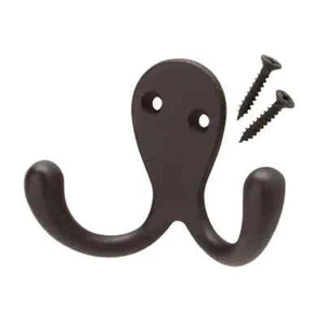 2 Pack Everbilt Oil-Rubbed Bronze Double Robe Hook 15706 - Picture 1 of 2
