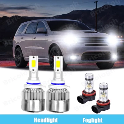 Kit combinado de 4 faros LED blancos y faros antiniebla para Dodge Durango 2014-2015 Foto 1 de 4