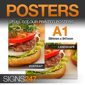 A1 Poster Printing - Full colour Poster Printing Service - Matt, Satin or Gloss - Picture 1 of 6