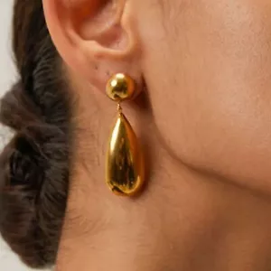 Modern Design Stainless Stee,l water drop earrings, Women´s earrings, Gold - Picture 1 of 7