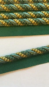 Borde de flecos de tapicería cuerda trenzada borde de cordón - dorado verde aprox. 25m #8A301 - Imagen 1 de 2