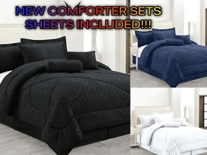 NEW Hotel 8PC Comforter Set With Matching Sheet Set Pillow Shams and Bed Skirt - Picture 1 of 4