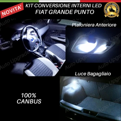 KIT A LED INTERNI PER GRANDE PUNTO PLAFONIERA ANTERIORE + LUCE BAGAGLIAIO 6000K - Immagine 1 di 4