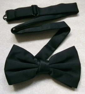 Bow Tie MENS Dickie Bowtie Adjustable VINTAGE RETRO SOLID Black 1990s - Picture 1 of 5