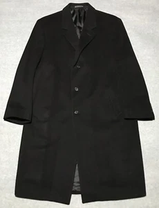 ALFANI Trench Coat Mens Black 44R Wool Macy’s Store K1289 Full Length - Picture 1 of 24