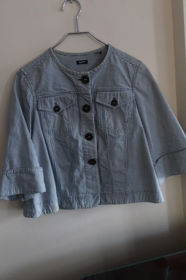 Chaqueta utilitaria de algodón a rayas azul marino y blanco Jil Sander - Usada Talla - S Foto 1 de 4