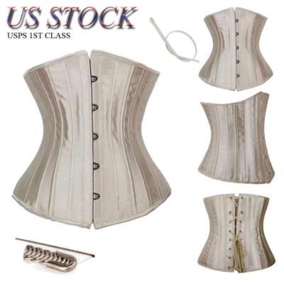 Corsé modelador negro 28 espiral acero deshuesado cintura entrenamiento talla grande debajo del busto Foto 1 de 3