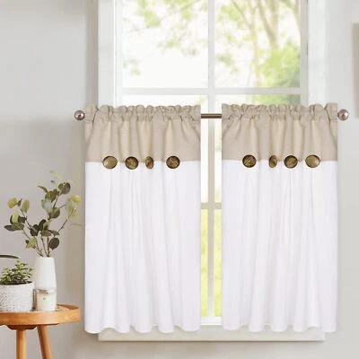 Cortinas Boho de Cocina, Paneles Cortos de Cortina de Granja para Ventana Pequeña, Cortinas Foto 1 de 4