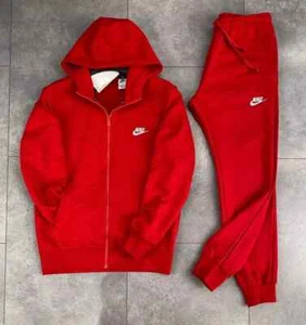 Men's Hooded Front-Zip Cotton Fleece 2 Pieces Nike Tracksuit set - Picture 1 of 7