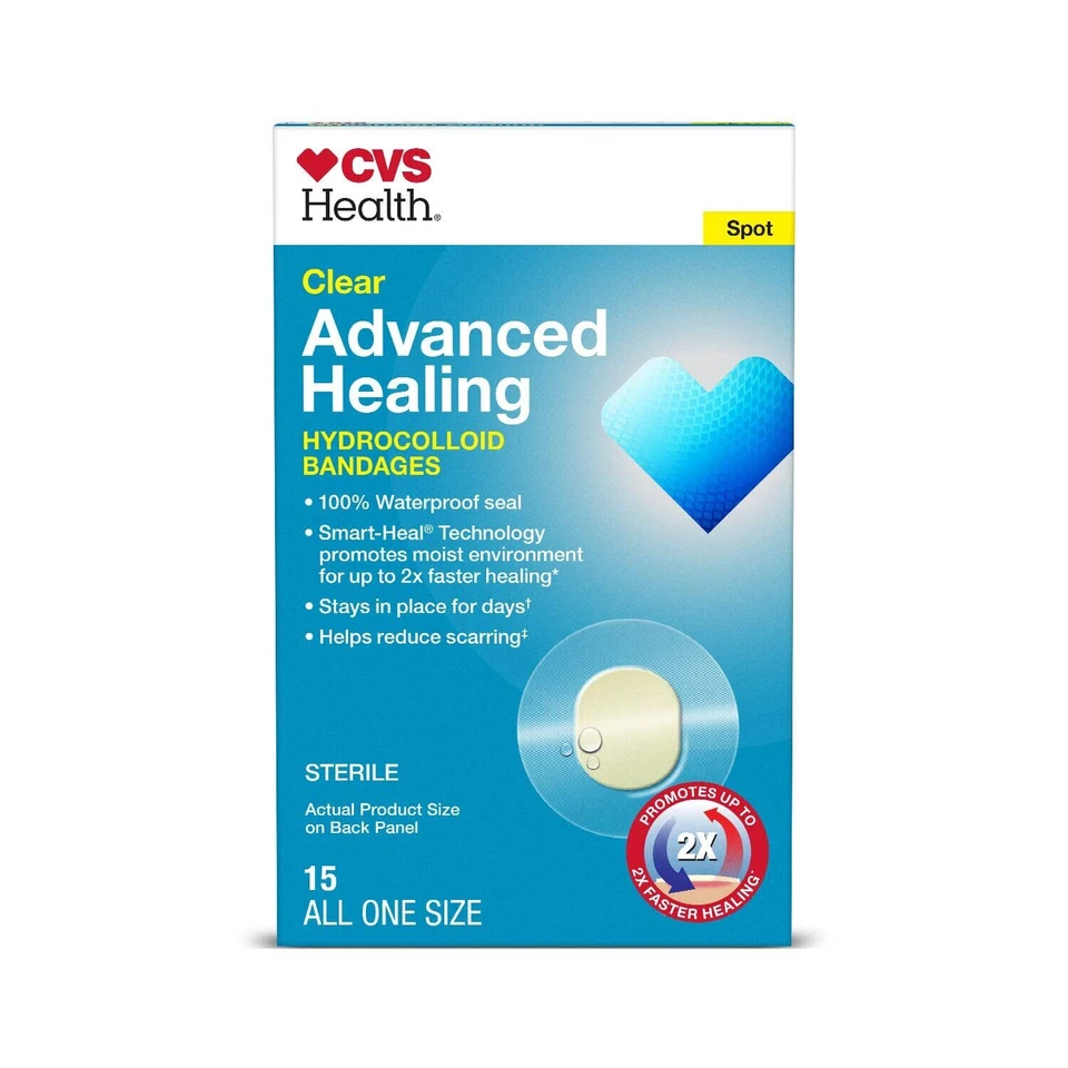 CVS Health Advanced Healing Hydrocolloid Spot Bandages 15 Count Waterproof