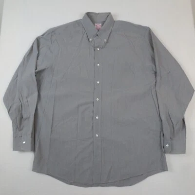 Camisa de vestir Brooks Brothers para hombre 17 6 gris micro rejilla a cuadros botón manga larga Foto 1 de 4