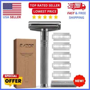 Double Edge Safety Razor: Adjustable, Smooth & Close Shave - Eco-Friendly Metal - Picture 1 of 8