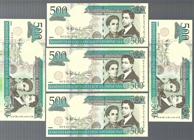 Dominican Republic 2010 🎇 500 pesos oro X 1 note 🎇 RUNNING SERIAL #🎇 Lots #62 - Image 1 of 4