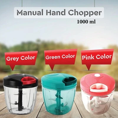 Pull String Hand Chopper Manual Food Processor To Slice Kitchen Tool 1000ml UK - Image 1 of 4